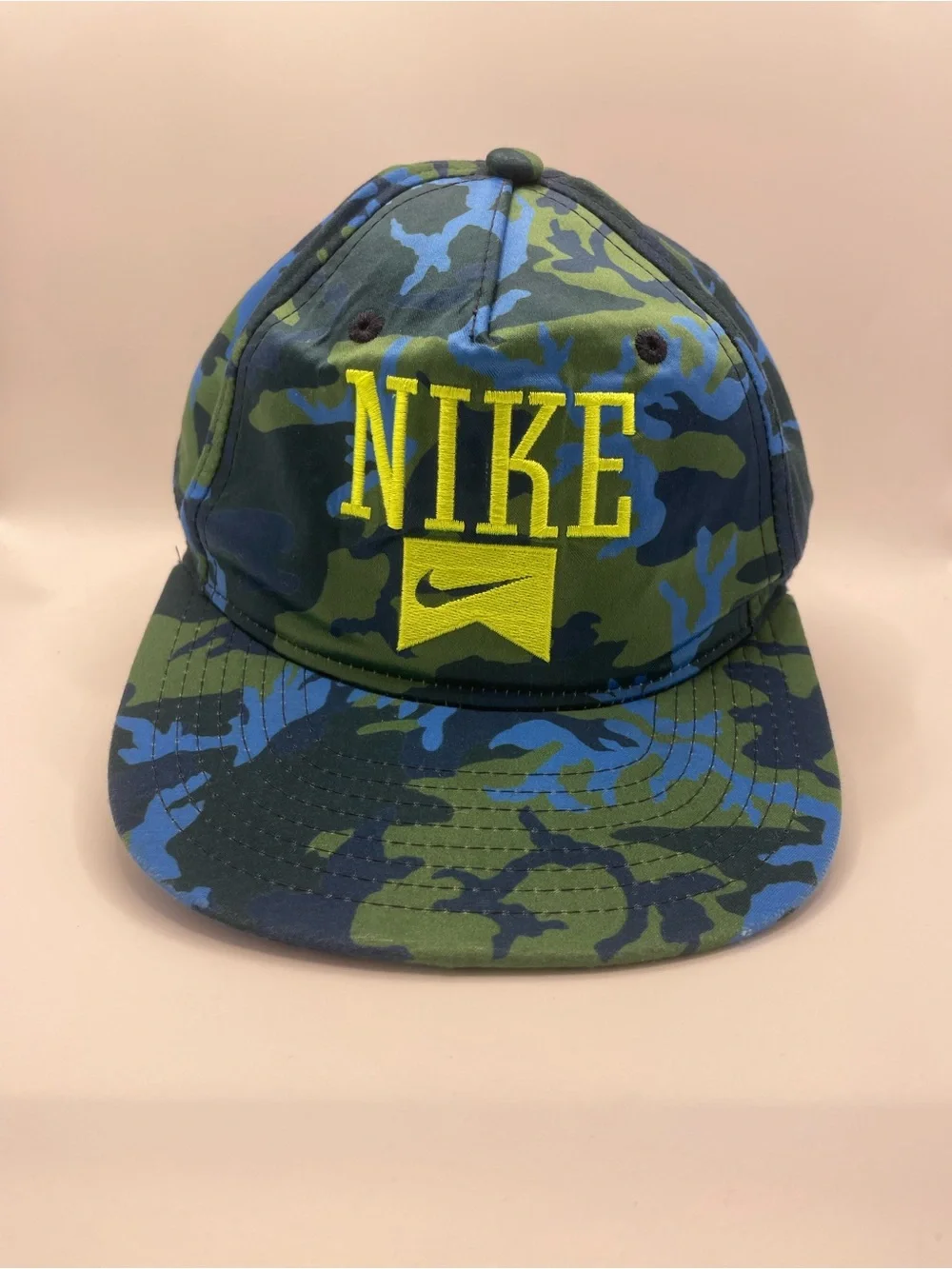 Nike Boy Hat Baseball Cap Snapback Blue Green Camo Skater Retro